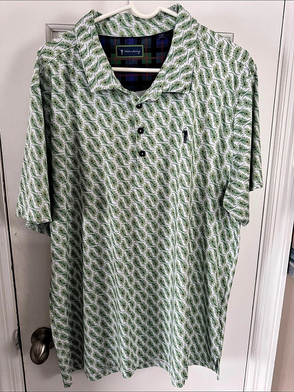 William Murray Men's Golf Peacock Print Polo Size XL Like New